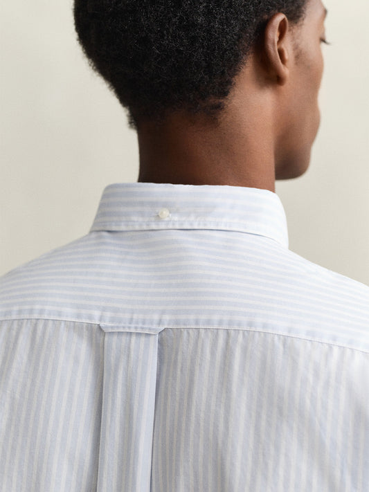 GANT Men Blue Striped Regular Fit Poplin Shirt