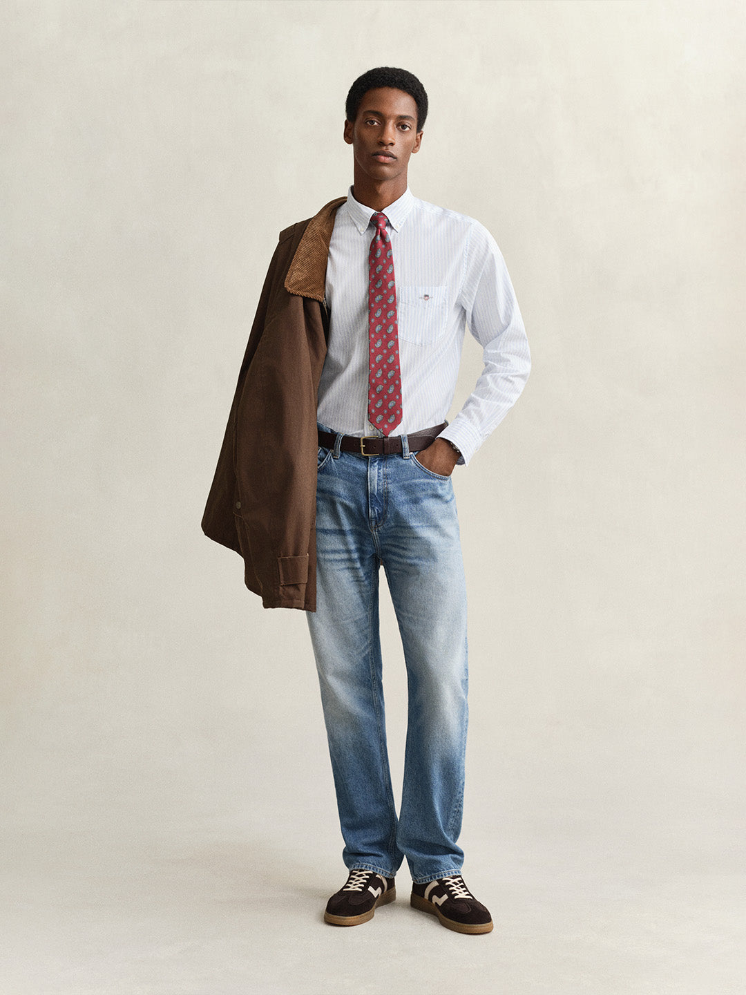 GANT Men Blue Striped Regular Fit Poplin Shirt