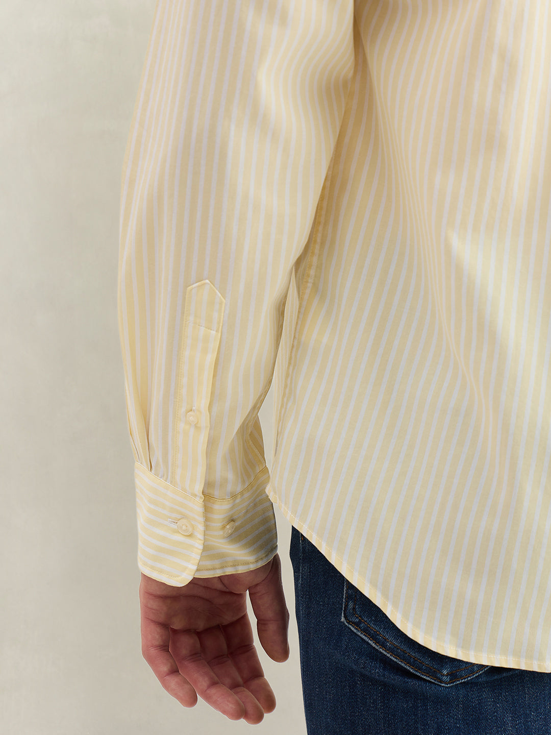 Gant Men Yellow Striped Regular Fit Classic Poplin Shirt