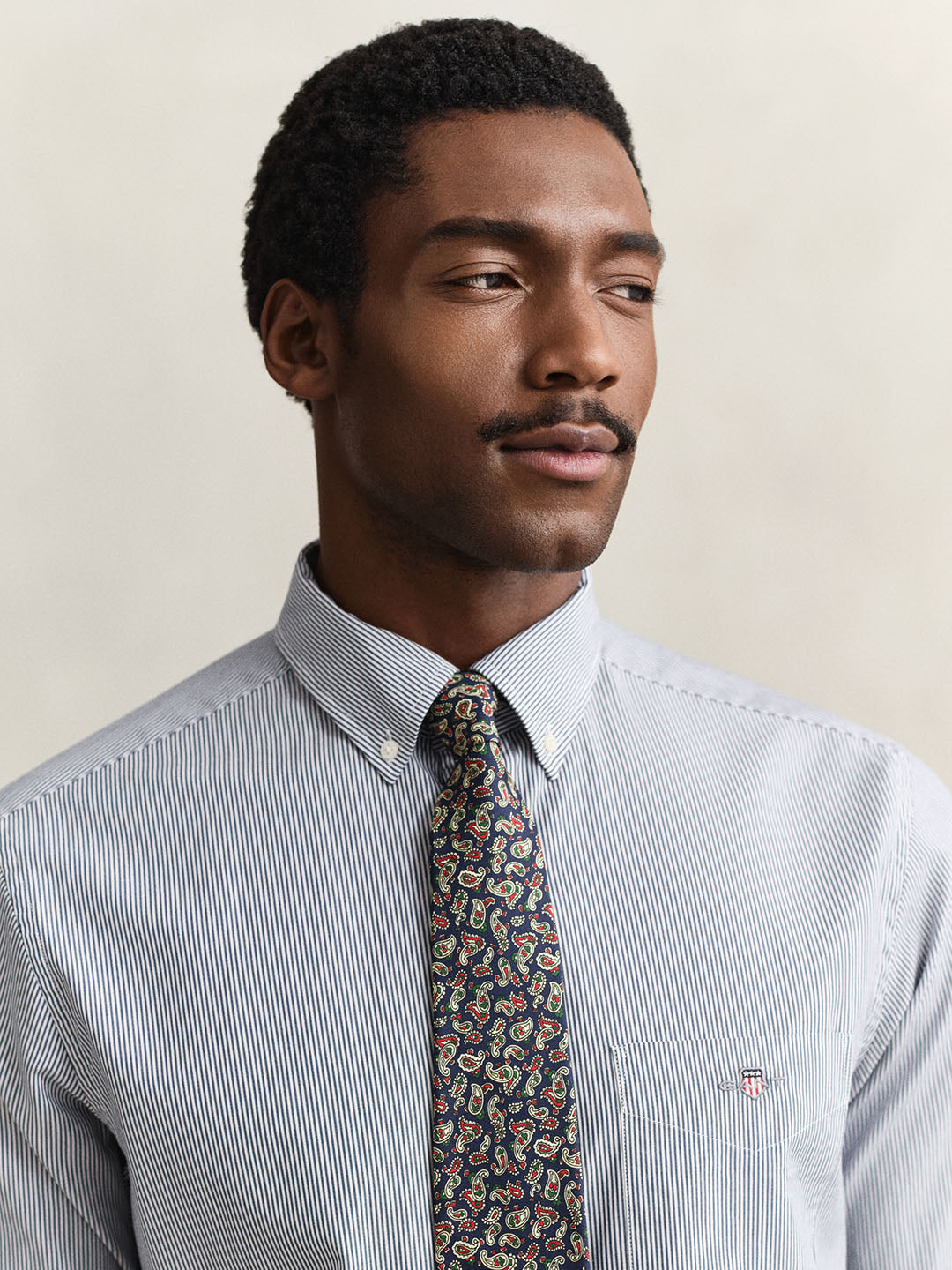 Gant Men Blue Striped Regular Fit Classic Poplin Shirt