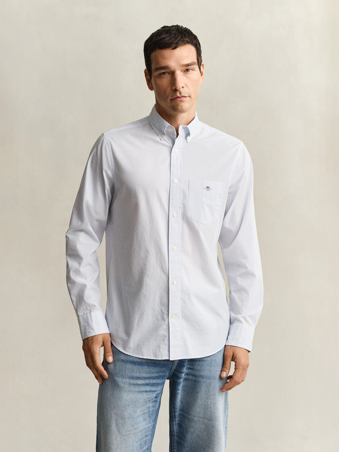 GANT Men Blue Regular Fit Poplin Shirt