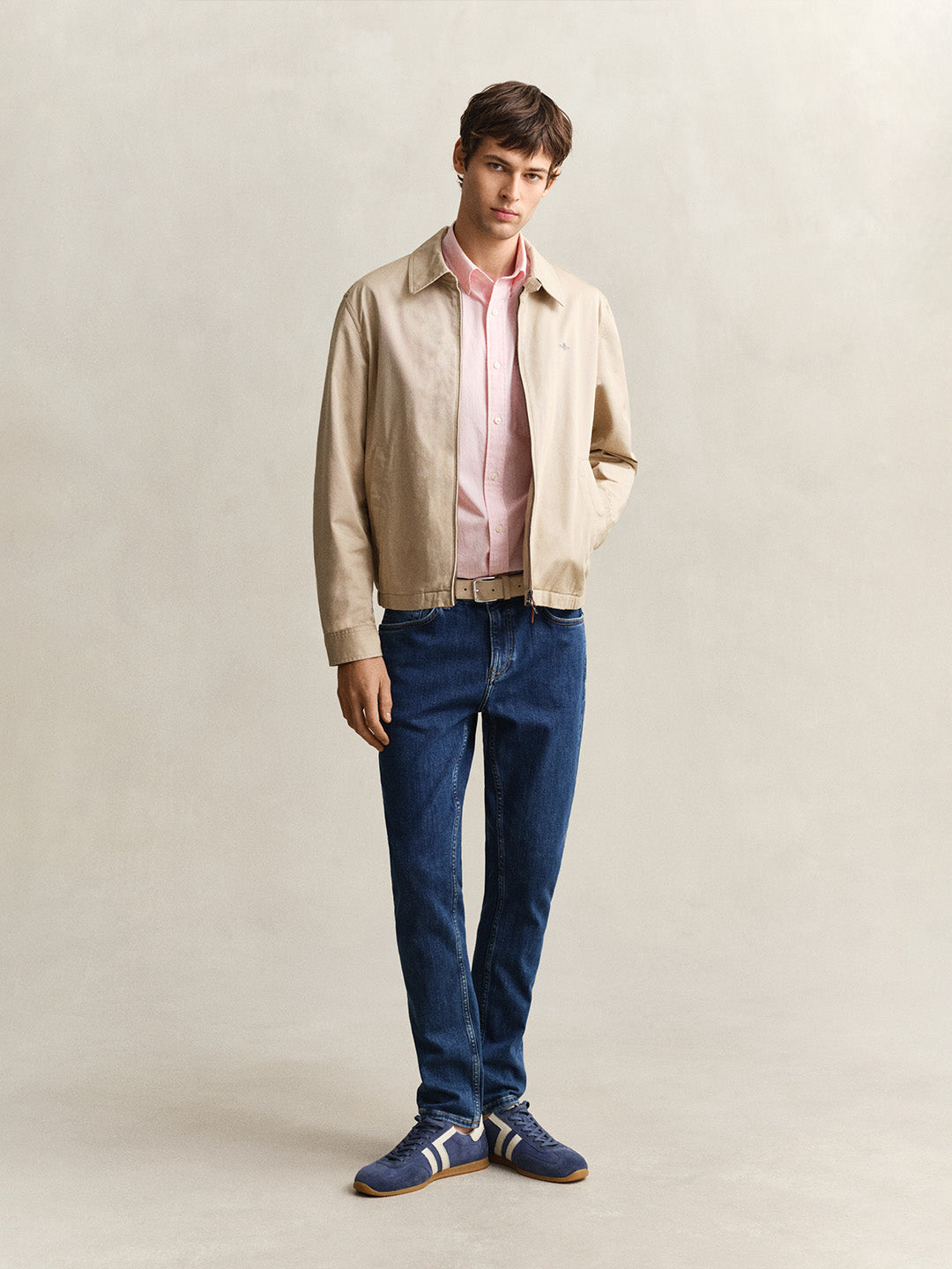 Gant Men Pink Striped Regular Fit Classic Poplin Shirt
