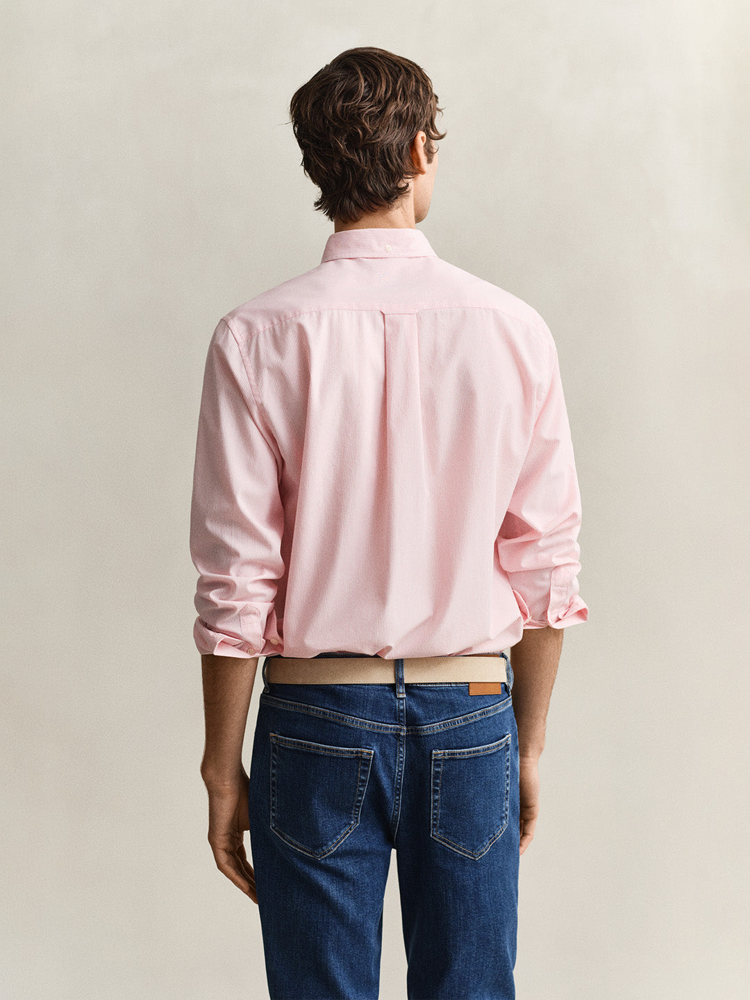 Gant Men Pink Striped Regular Fit Classic Poplin Shirt