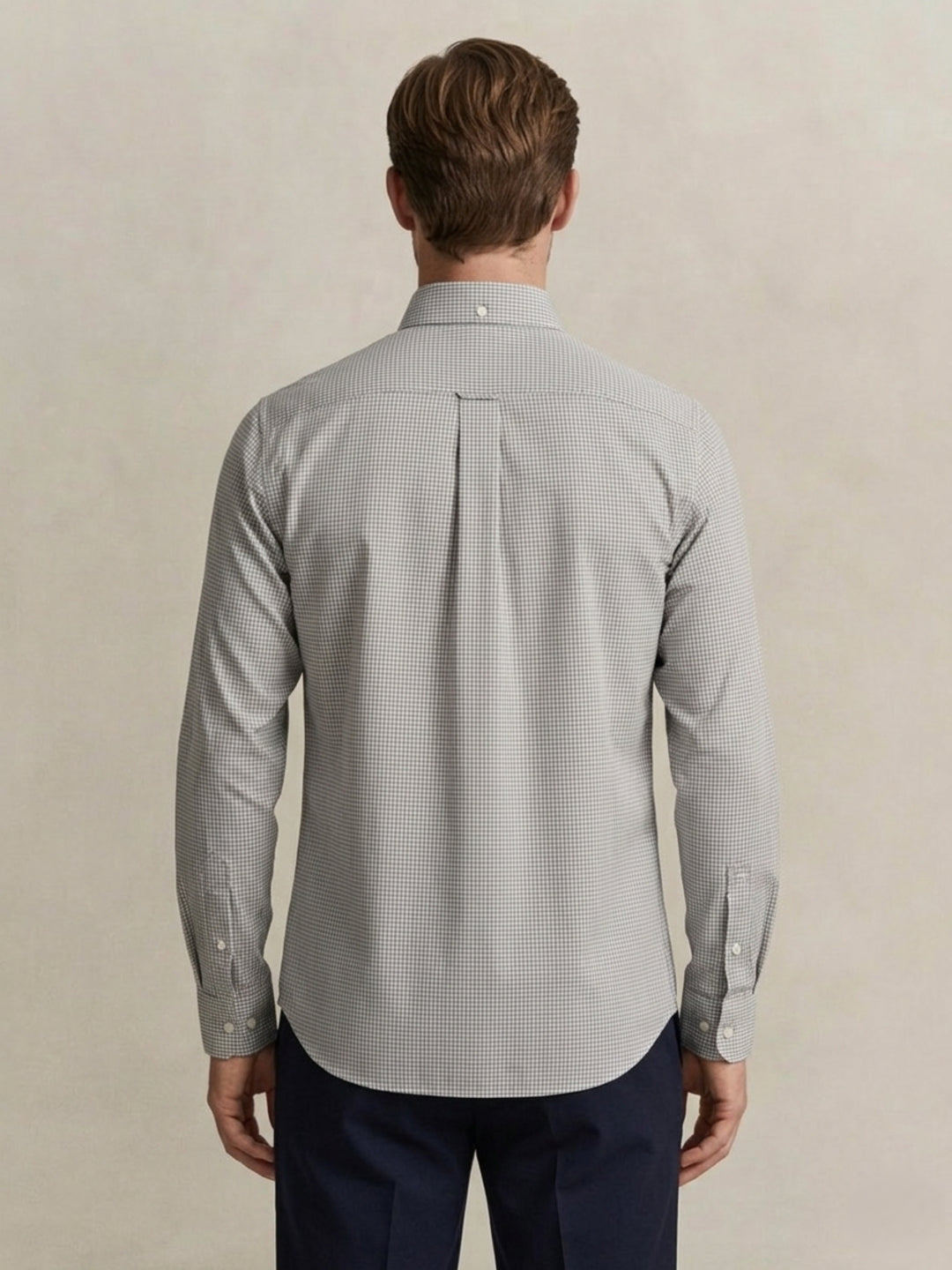 Gant Men Grey Checked Regular Fit Classic Poplin Gingham Shirt