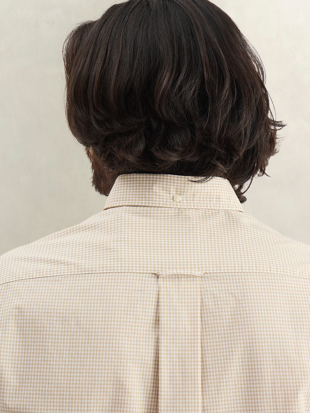 Gant Men Beige Checked Regular Fit Classic Poplin Gingham Shirt