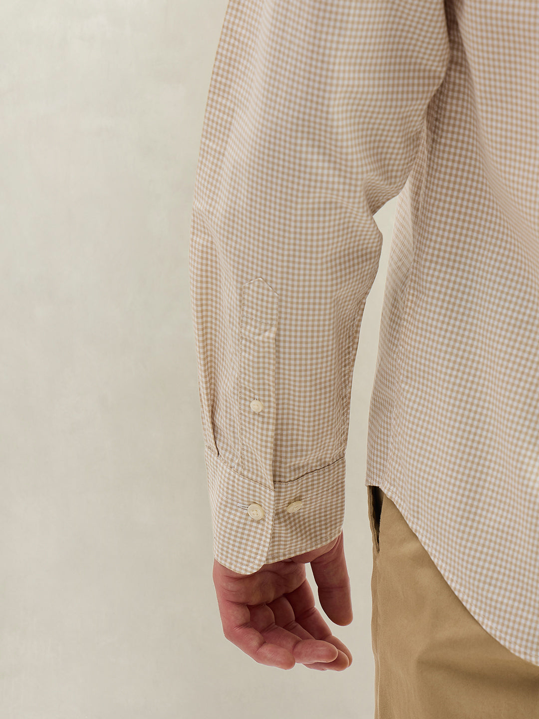 Gant Men Beige Checked Regular Fit Classic Poplin Gingham Shirt
