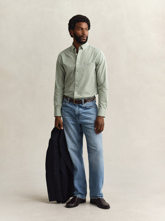 Gant Men Green Gingham Regular Fit Classic Poplin Gingham Shirt
