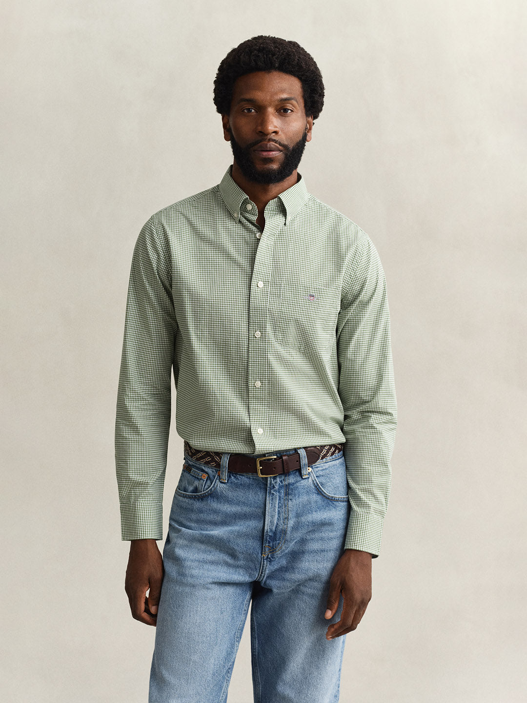 Gant Men Green Classic Poplin Gingham Shirt