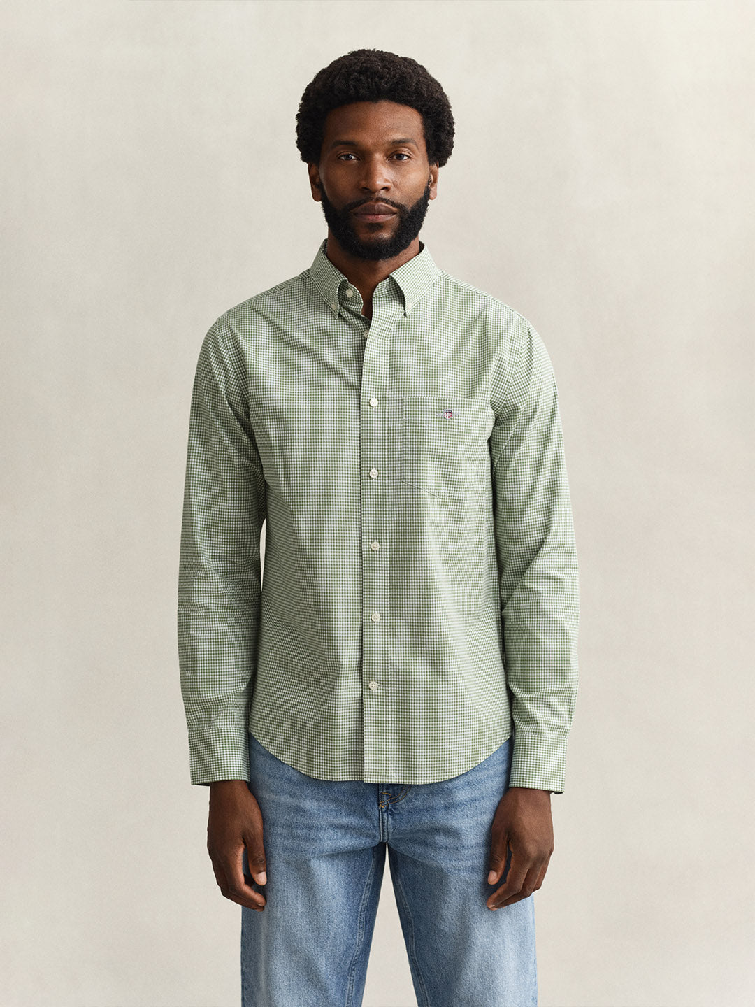 Gant Men Green Classic Poplin Gingham Shirt