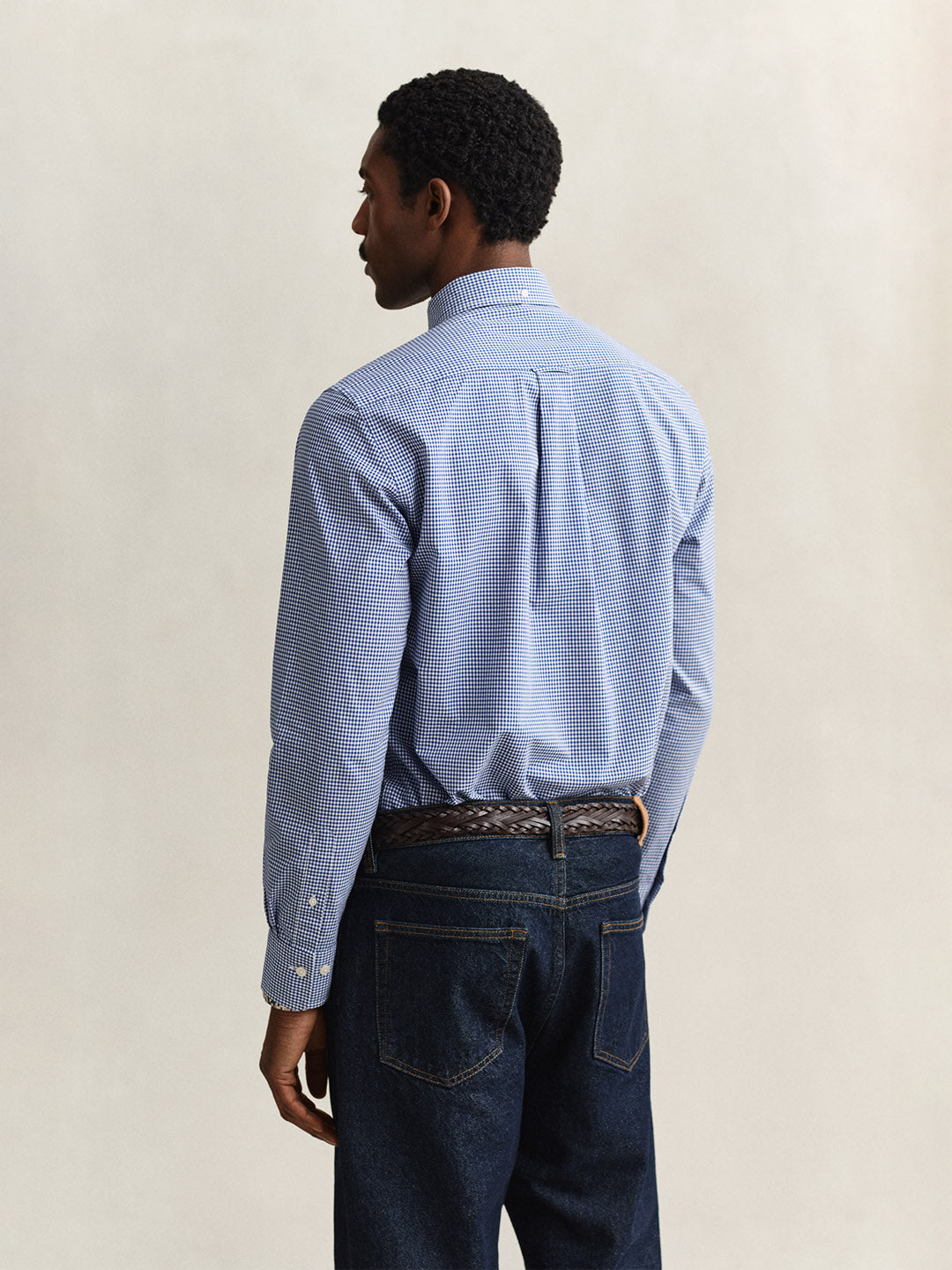 Gant Men Blue Gingham Regular Fit Classic Poplin Gingham Shirt