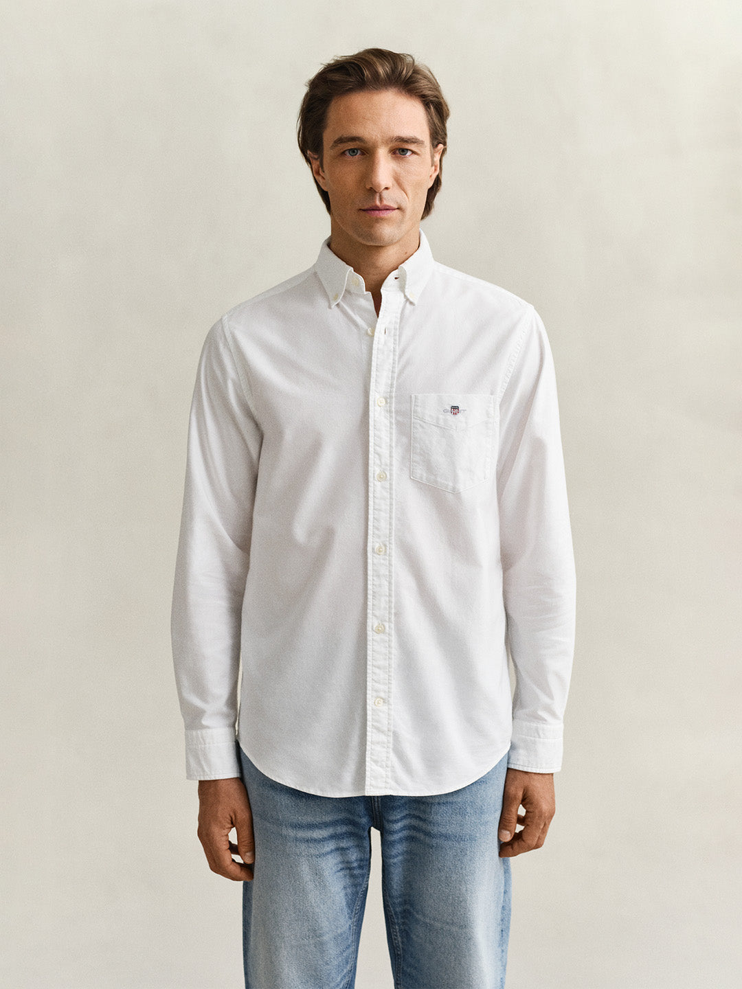 GANT Men White Regular Fit Classic Oxford Shirt