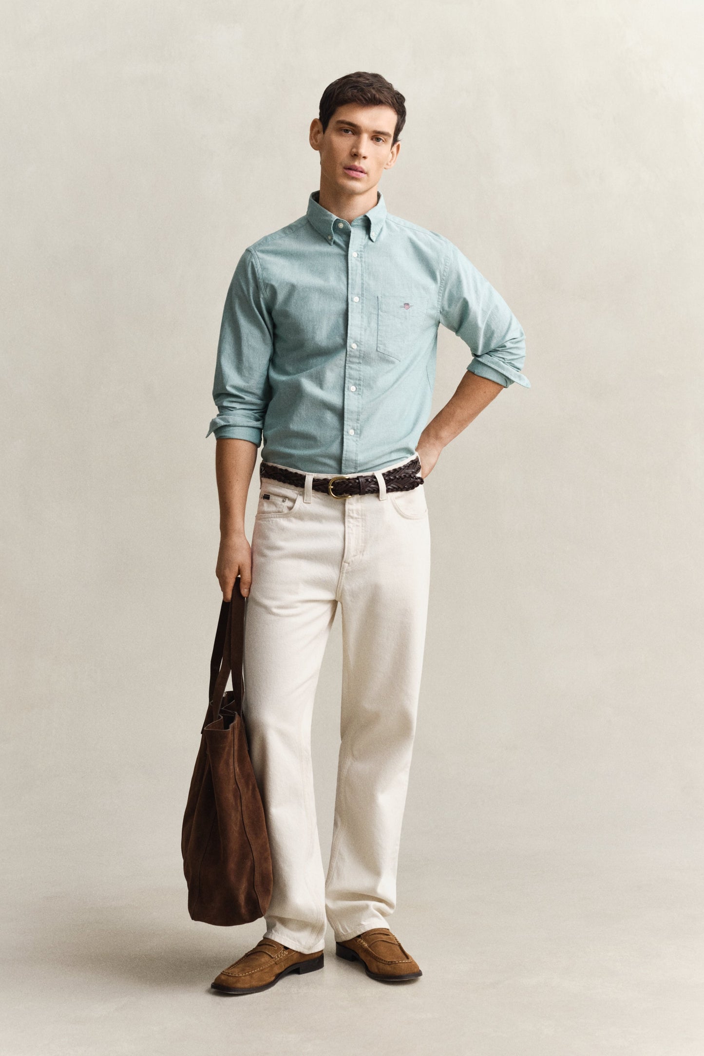 Gant Men Green Solid Regular Fit Classic Oxford Shirt