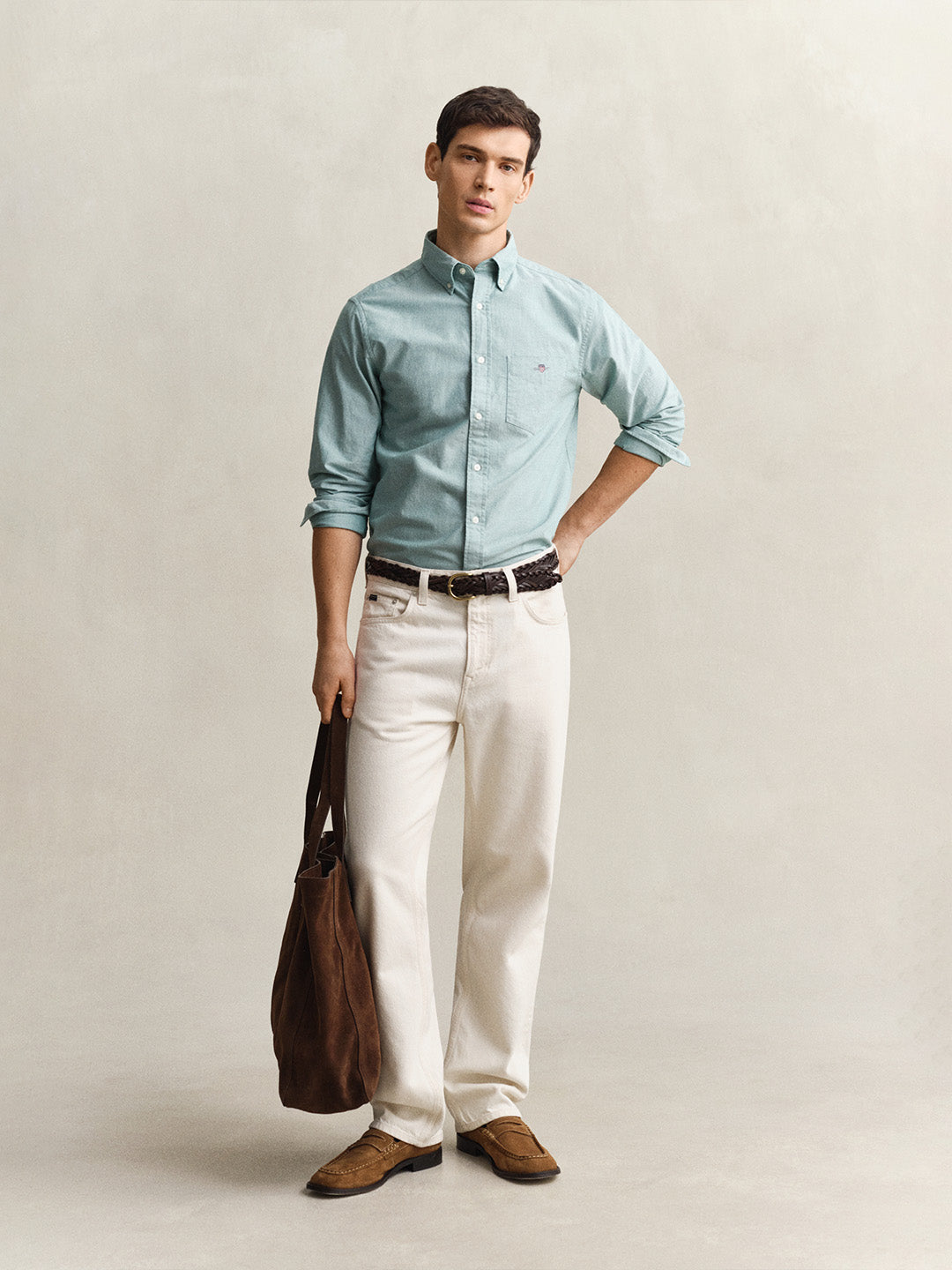 Gant Men Green Solid Regular Fit Classic Oxford Shirt