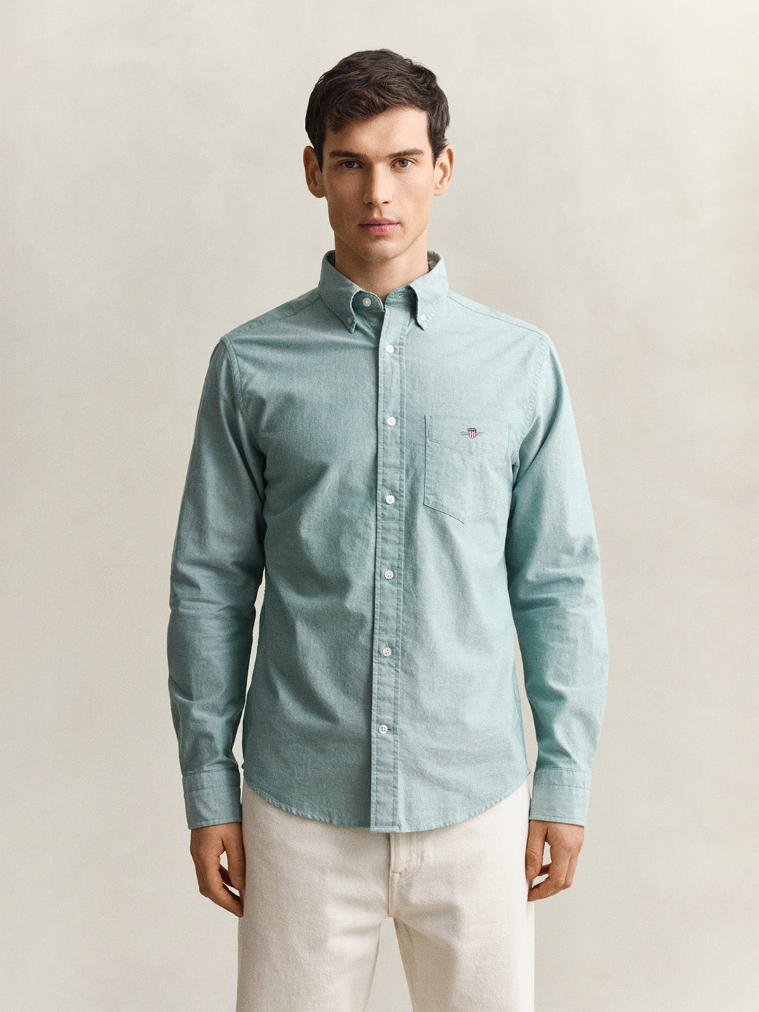 Gant Men Green Solid Regular Fit Classic Oxford Shirt