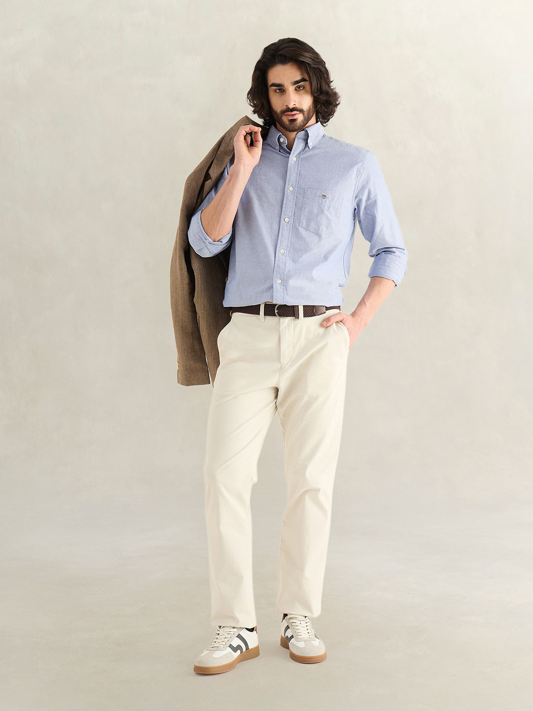 Gant Men Blue Solid Regular Fit Classic Oxford Shirt