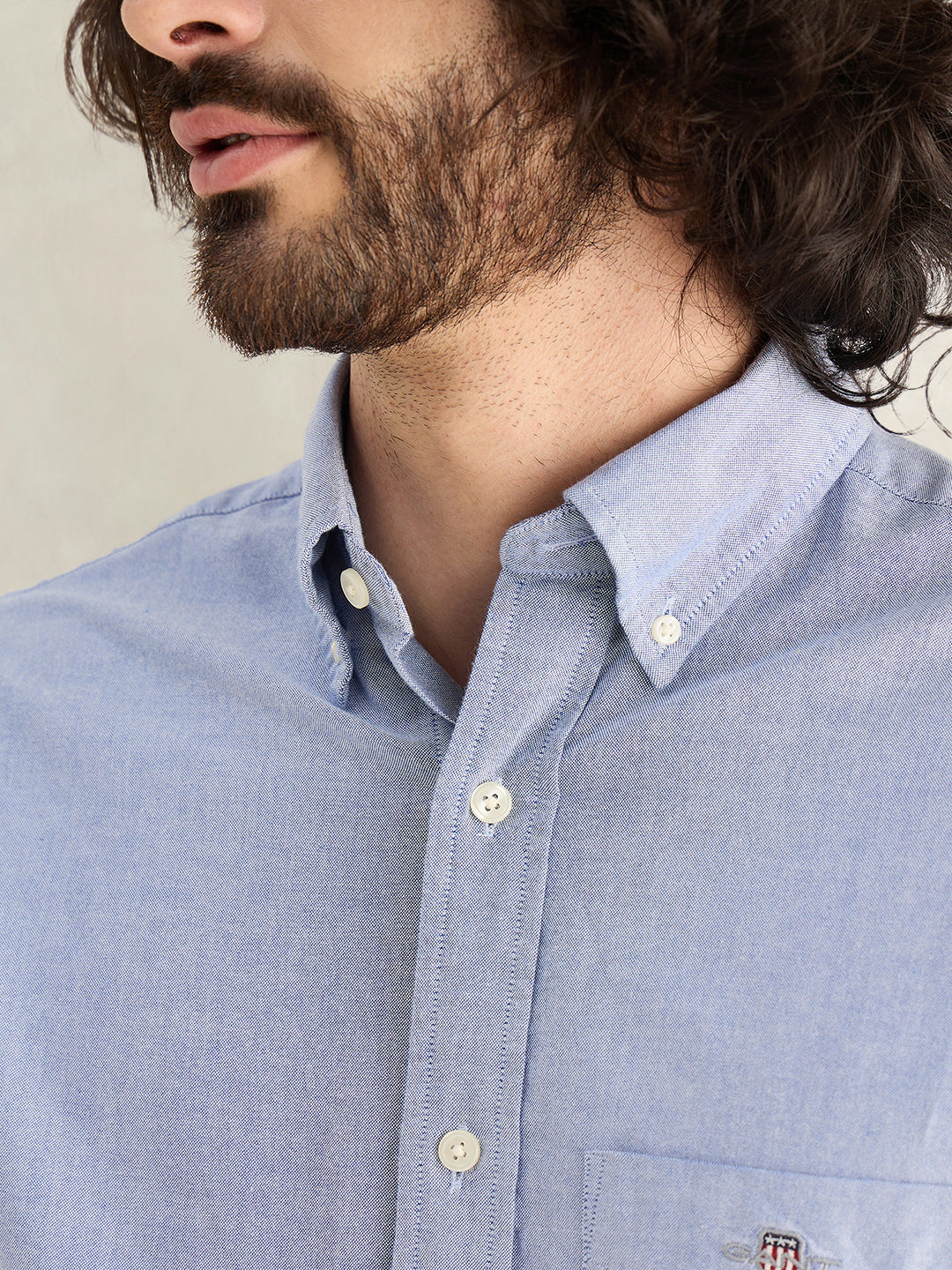 Gant Men Blue Solid Regular Fit Classic Oxford Shirt