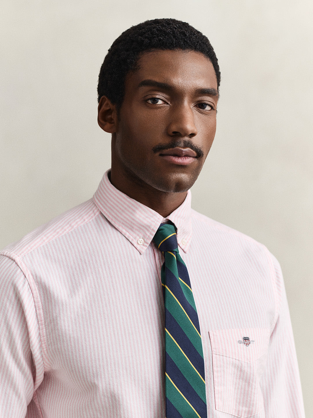 GANT Men Pink Striped Regular Fit Classic Oxford Shirt