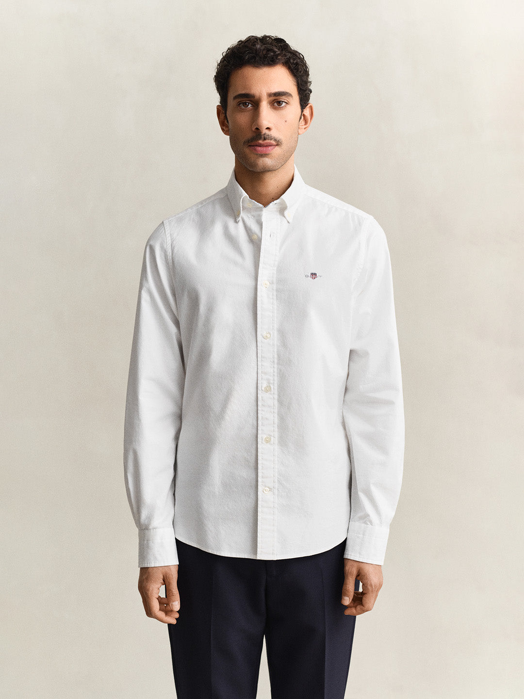 GANT Men White Slim Fit Oxford Shirt