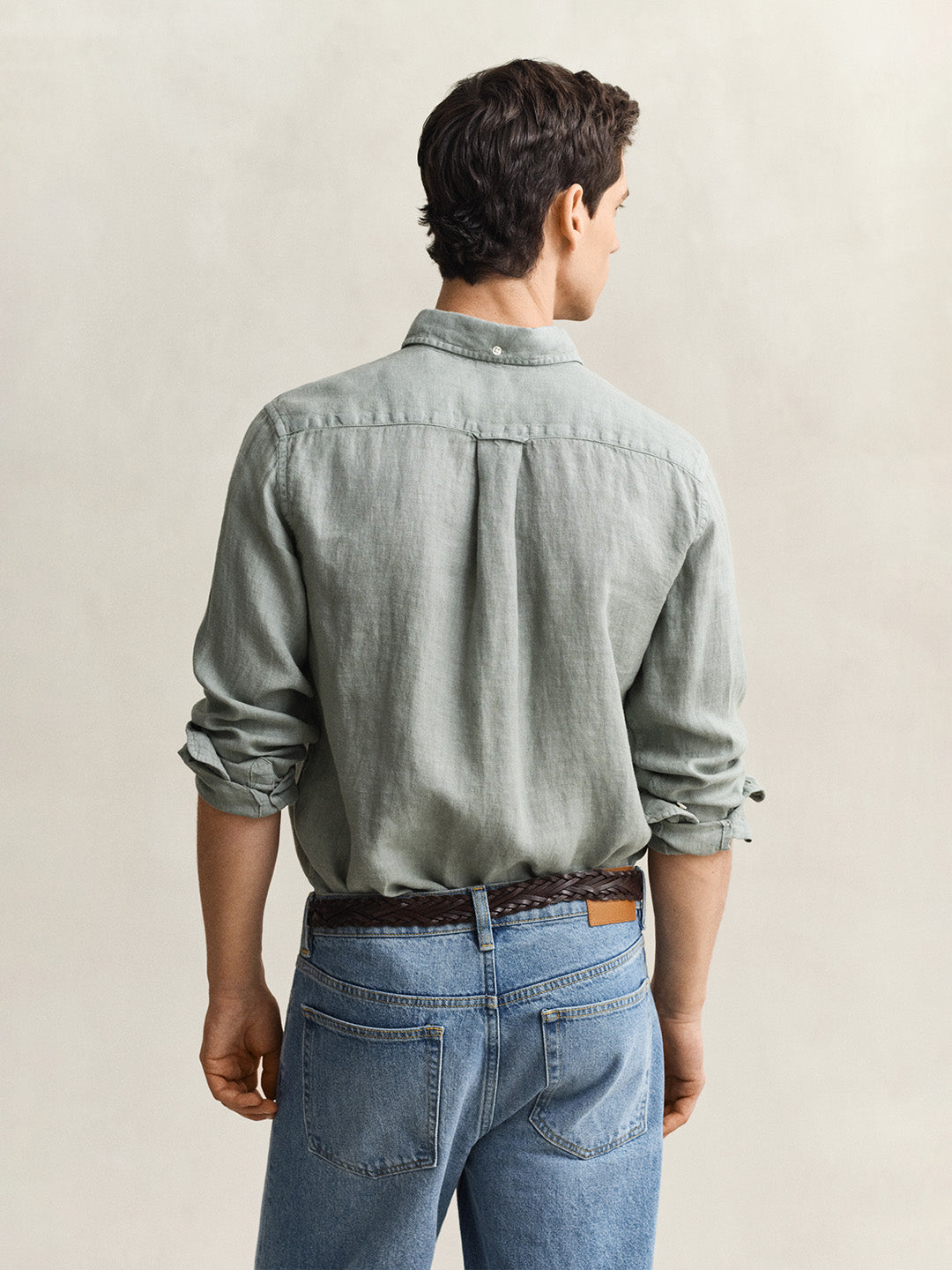 GANT Men Grey Garment Dyed Pure Linen Shirt