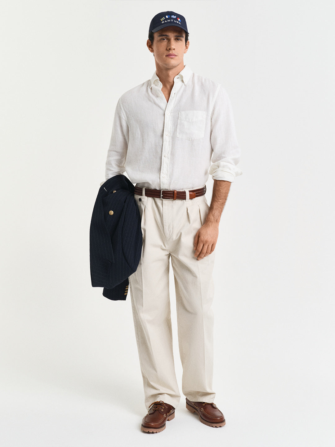 Gant Men White Solid Regular Fit Pure Linen Shirt