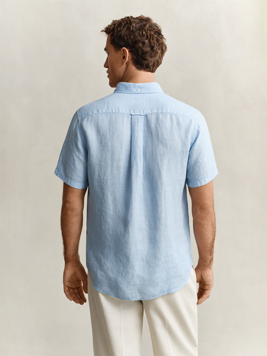 Gant Men Blue Solid Regular Fit Pure Linen Shirt