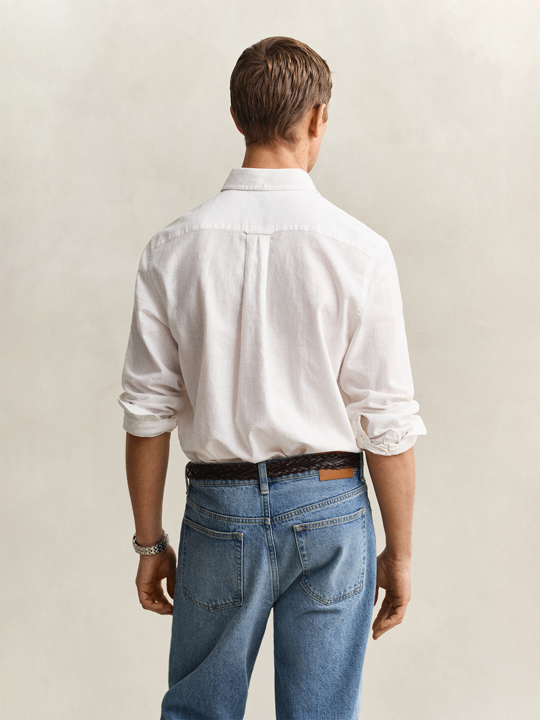 Gant Men White Cotton Linen Shirt