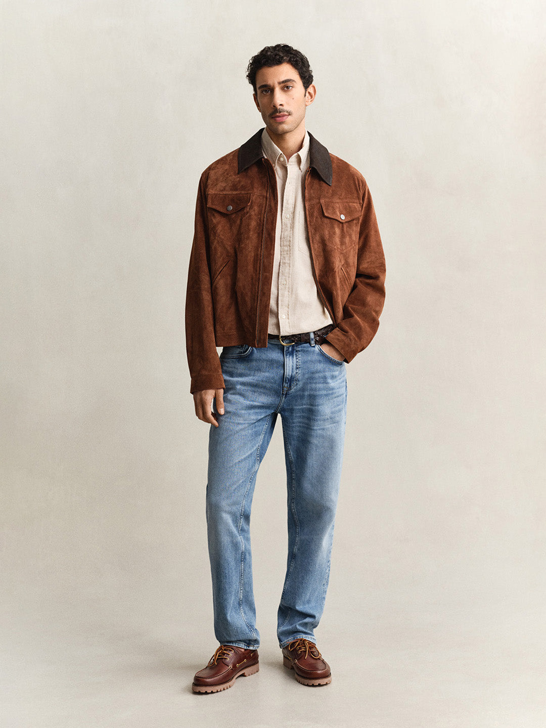 Gant Men Beige Solid Regular Fit Cotton Linen Shirt