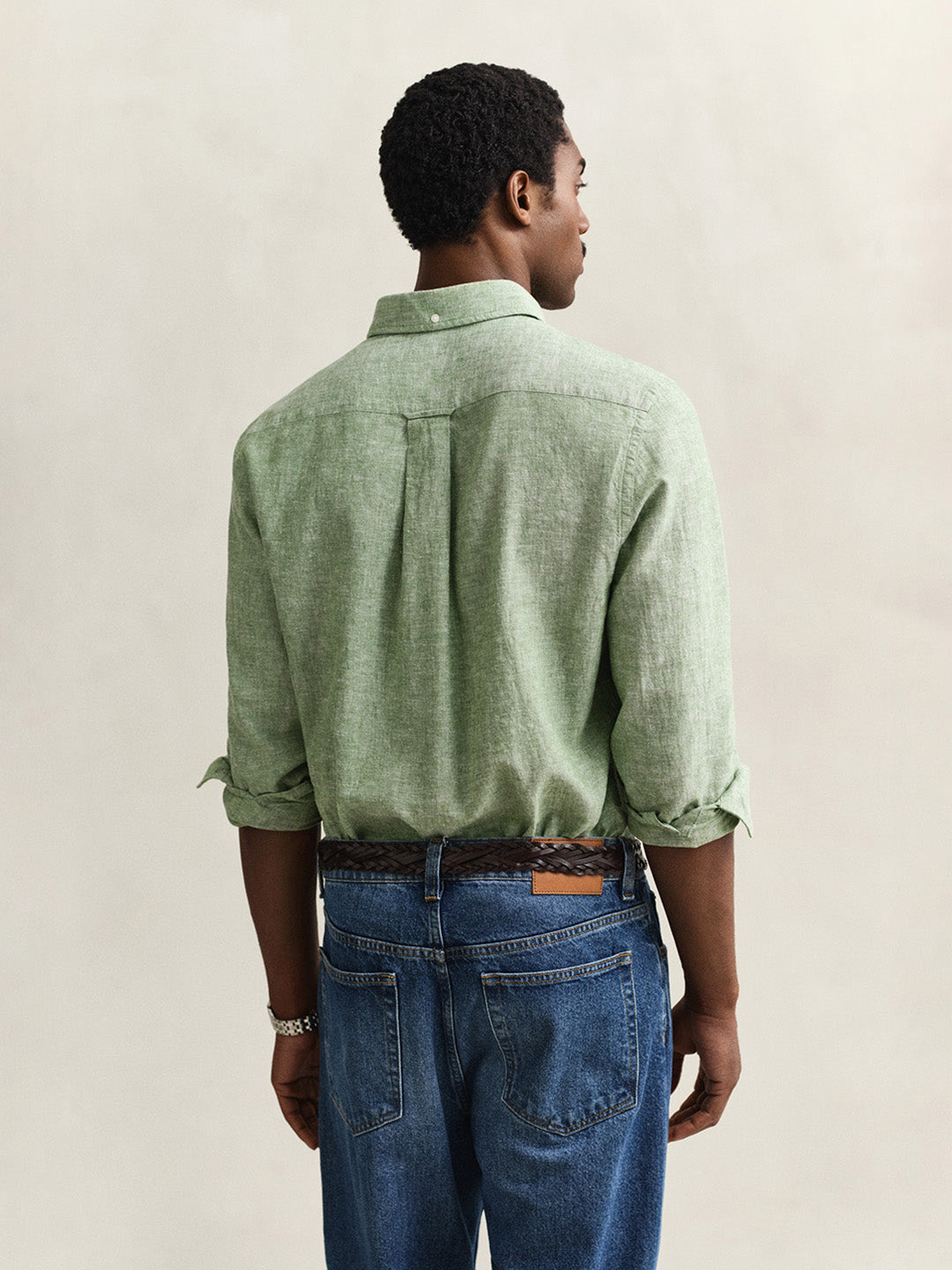 Gant Men Green Regular Fit Linen Shirt