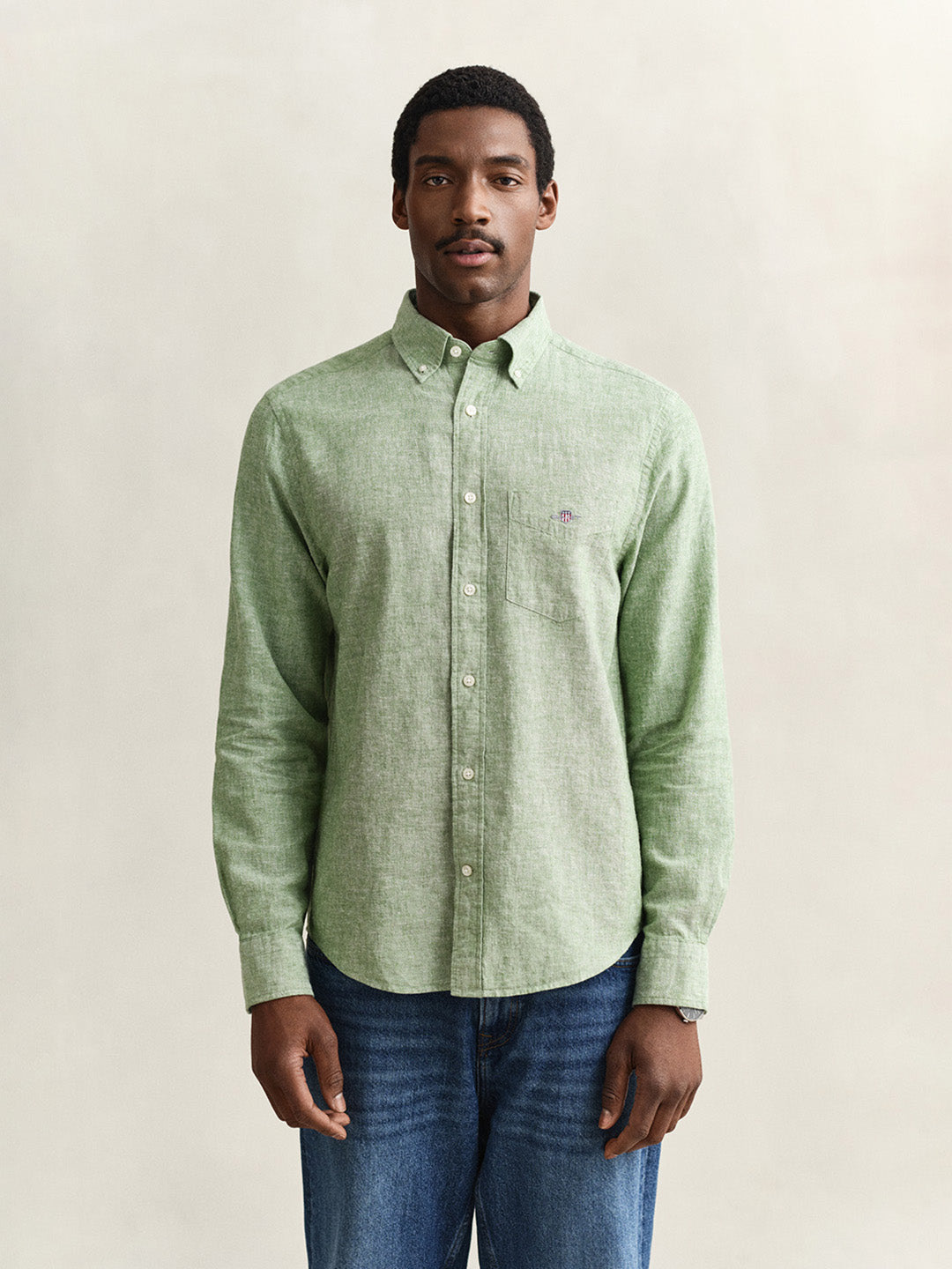 Gant Men Green Regular Fit Linen Shirt