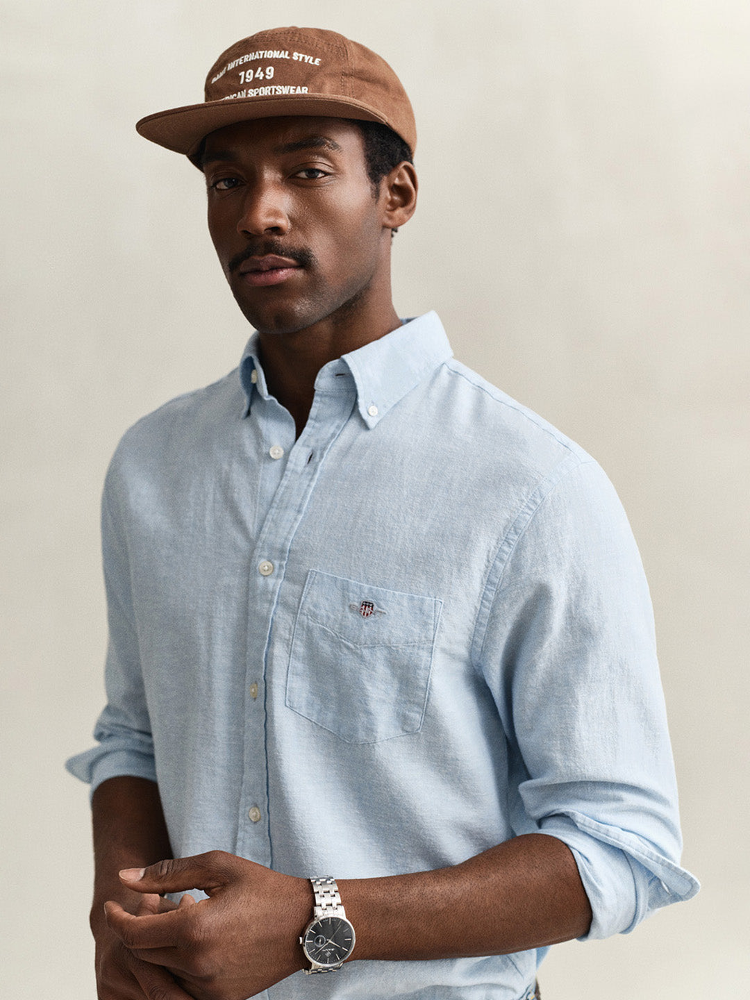 Gant Men Blue Regular Fit Linen Shirt