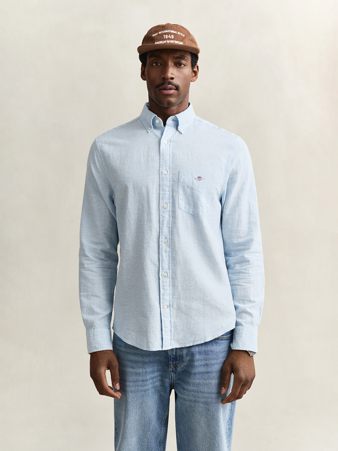 Gant Men Blue Regular Fit Linen Shirt