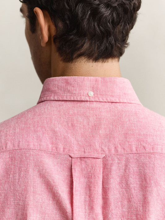 GANT Men Pink Regular Fit Linen Shirt