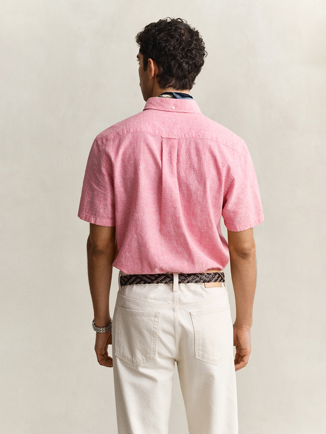 Gant Men Pink Regular Fit Linen Shirt