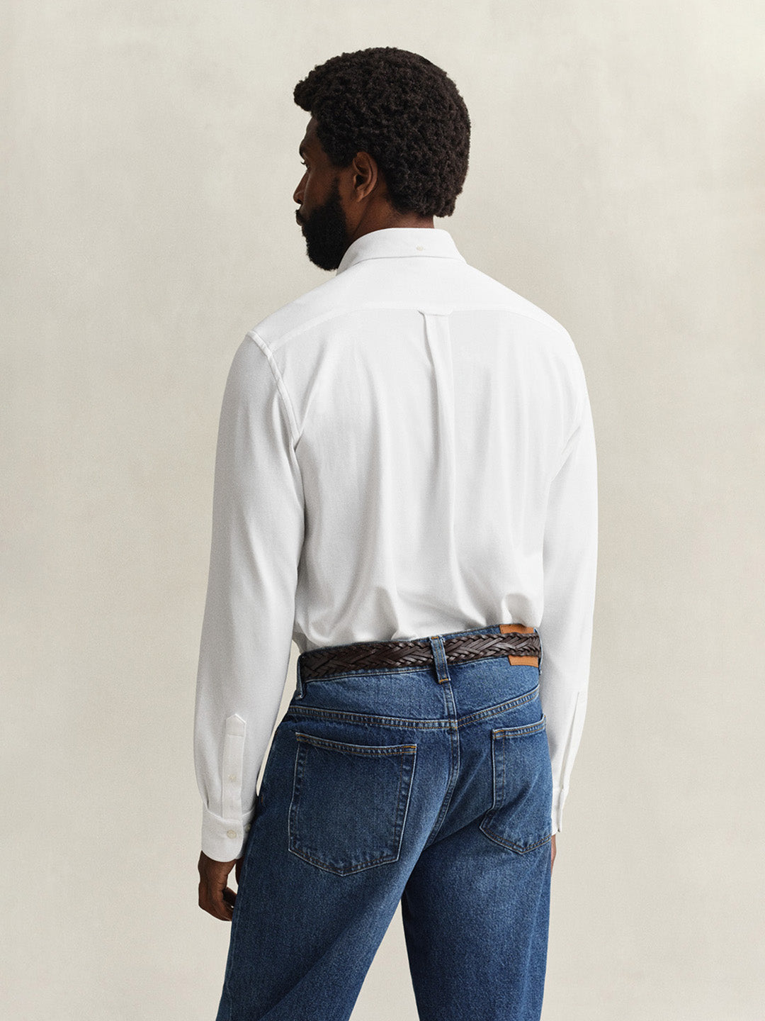 GANT Men White Jersey Pique Stretch Shirt