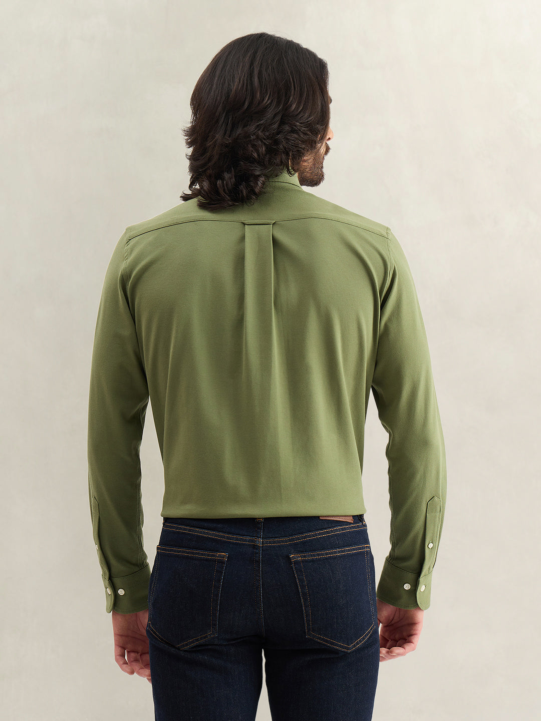 Gant Men Green Solid Regular Fit Pique Shirt