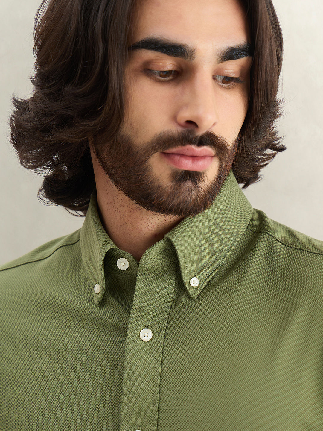 Gant Men Green Solid Regular Fit Pique Shirt
