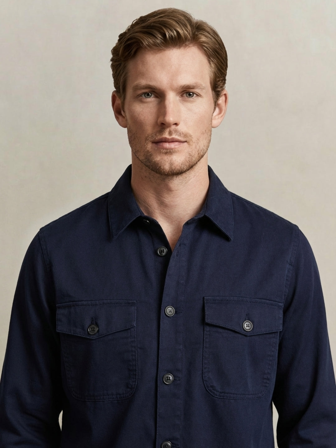 Gant Men Navy Blue Solid Regular Fit Shirt