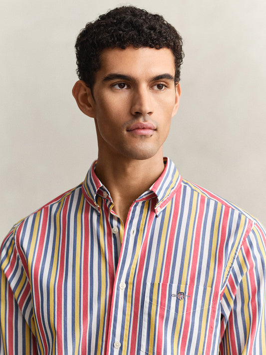 Gant Men Multicolor Striped Regular Fit Poplin Shirt