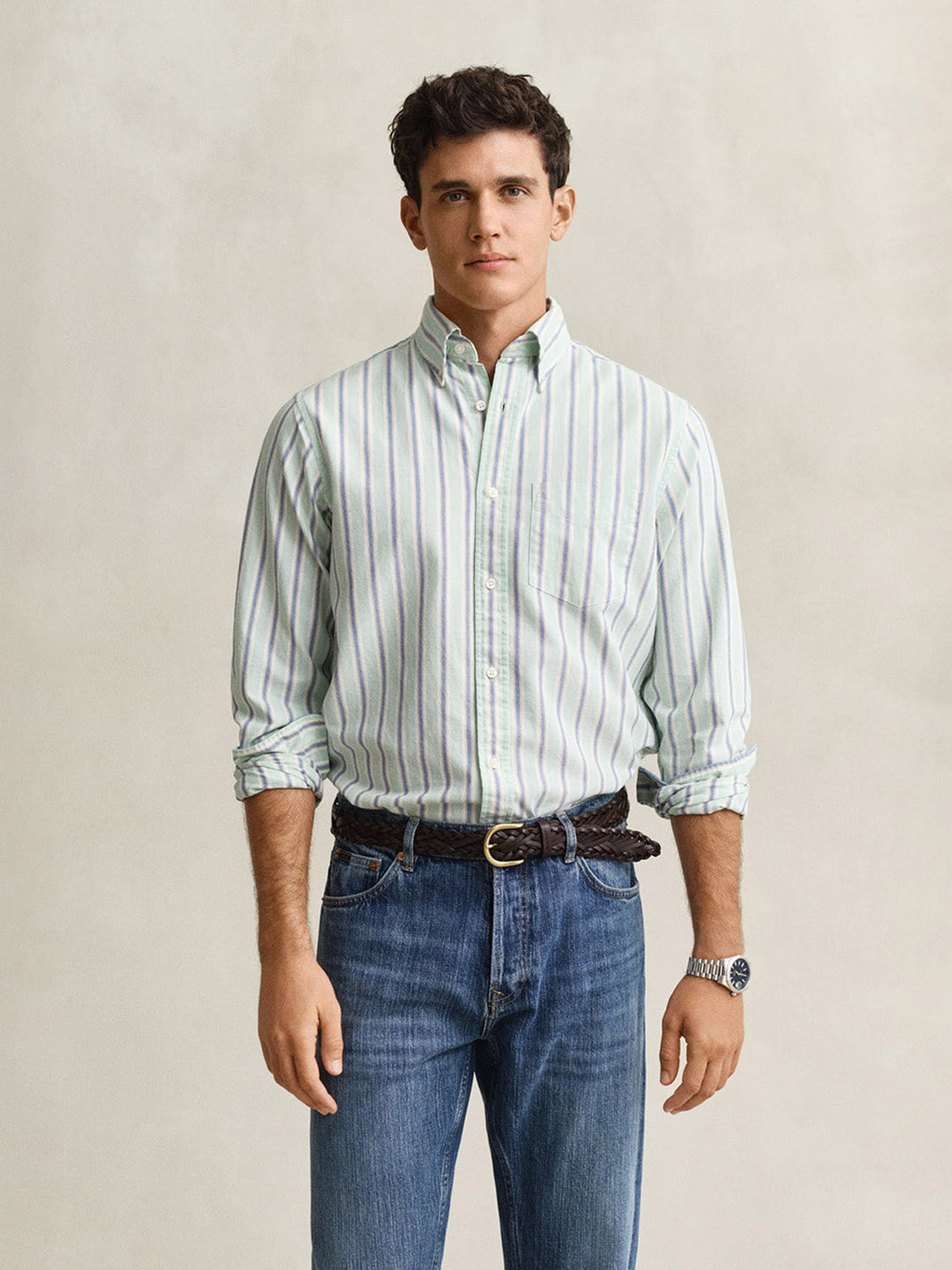 Gant Green Striped Regular Fit Tshirt
