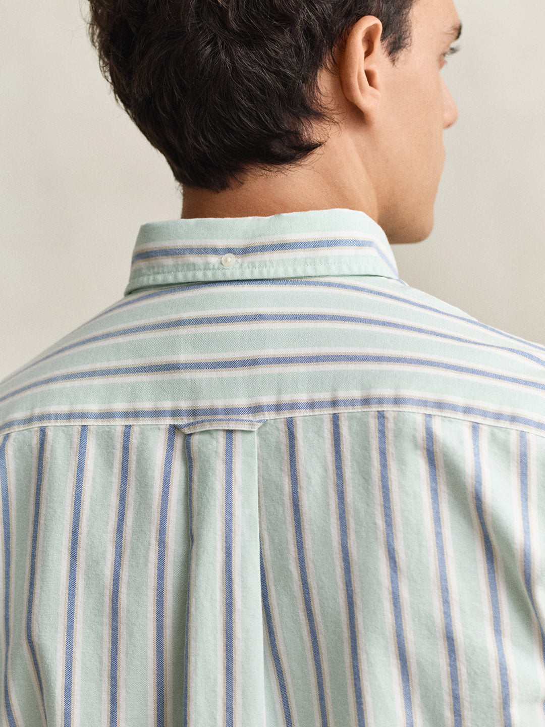 GANT Men Green Striped Regular Fit Oxford Shirt