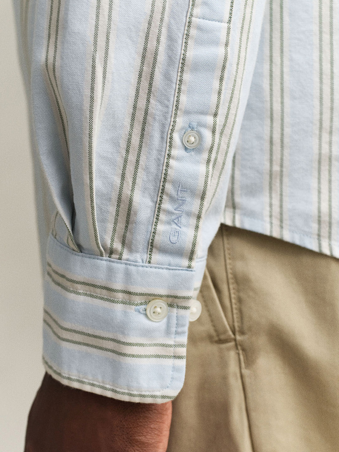 GANT Men Blue Striped Regular Fit Oxford Shirt