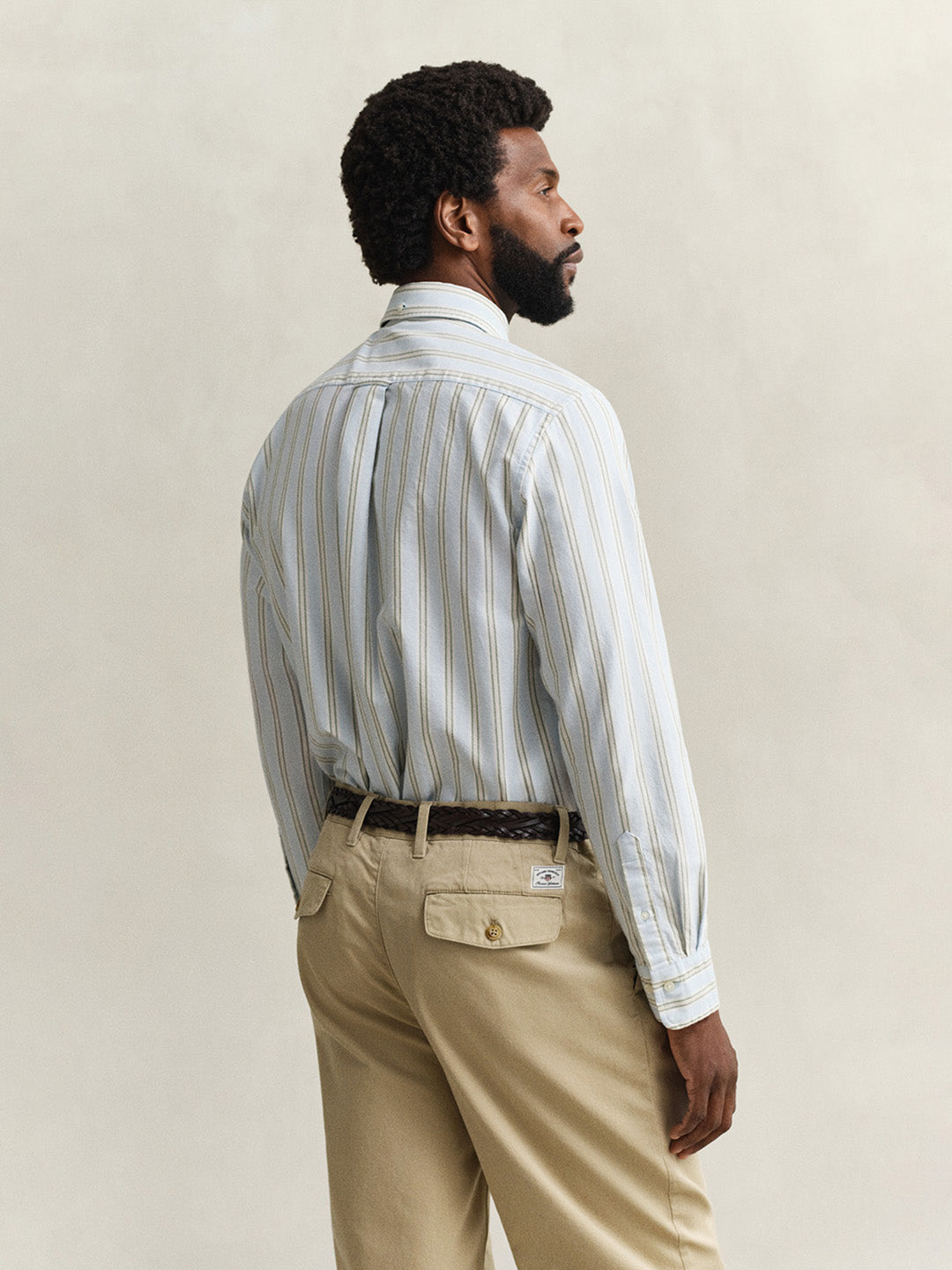 GANT Men Blue Striped Regular Fit Oxford Shirt