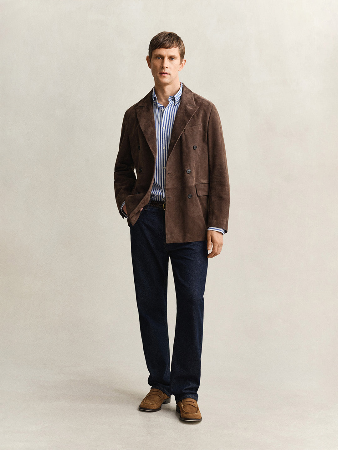 GANT Men Blue Striped Regular Fit Poplin Shirt