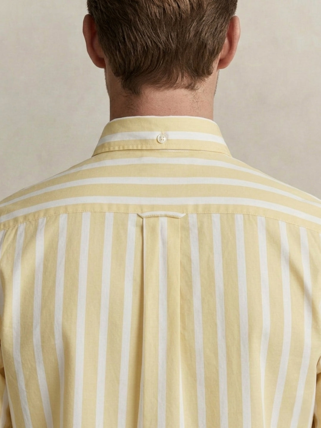 Gant Men Yellow Striped Regular Fit Classic Poplin Shirt