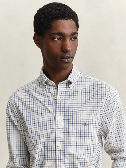 GANT Men Multicolor Checked Regular Fit Poplin Shirt