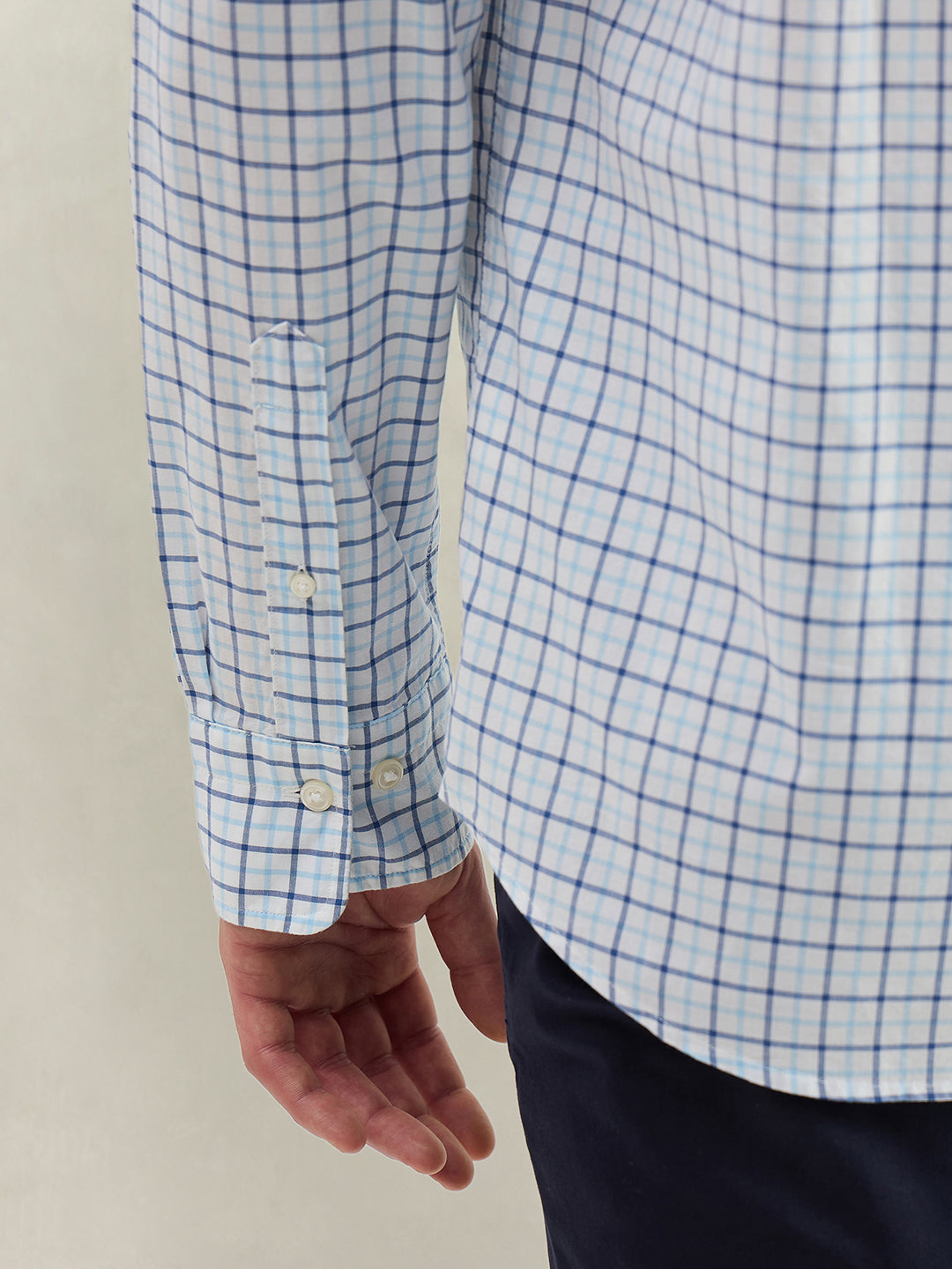 Gant Men Blue Checked Regular Fit Classic Poplin Shirt