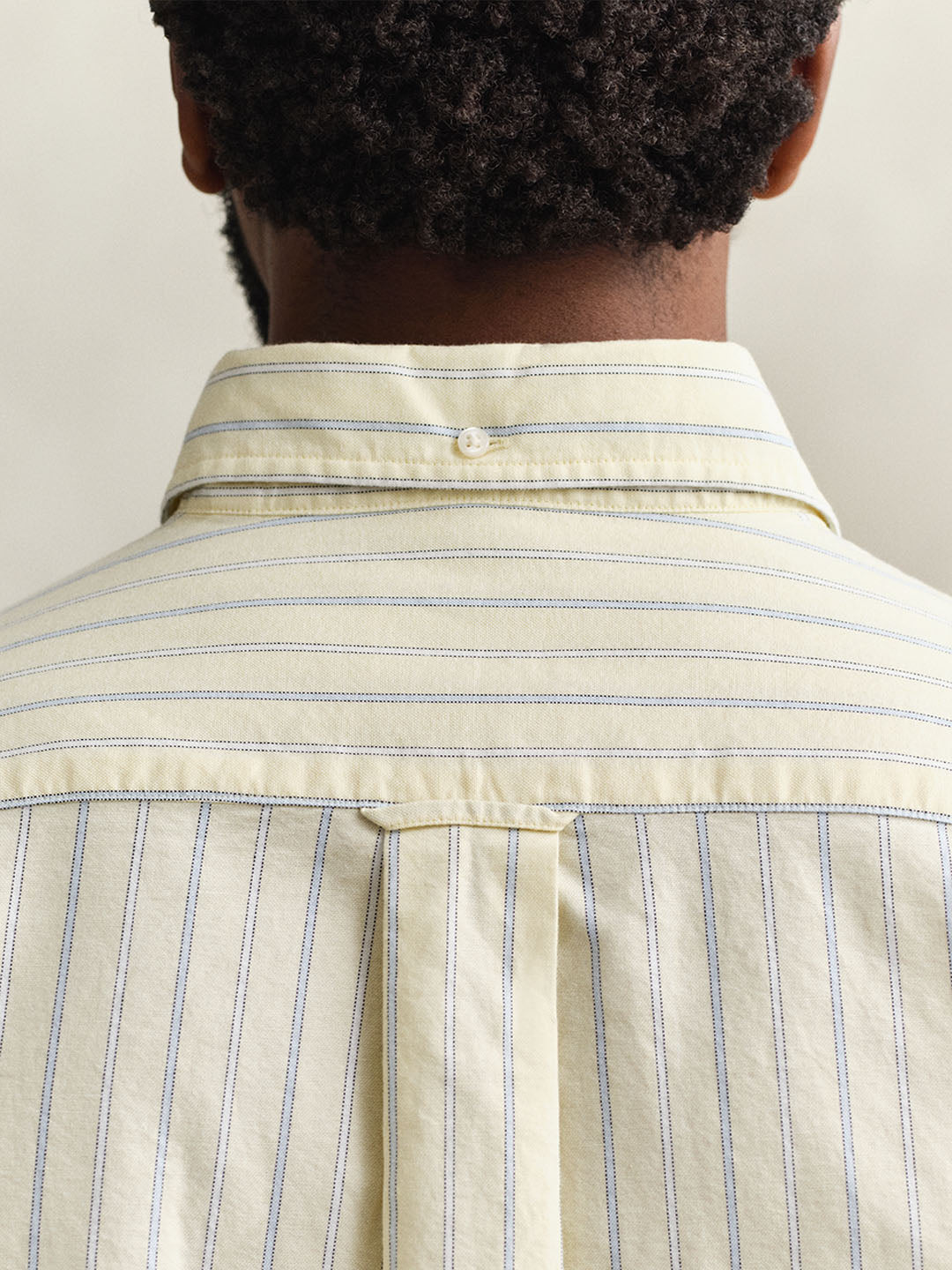 GANT Men Yellow Striped Regular Fit Classic Oxford Shirt