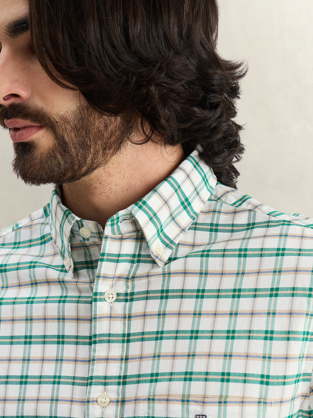 Gant Men Green Checked Regular Fit Oxford Check Shirt