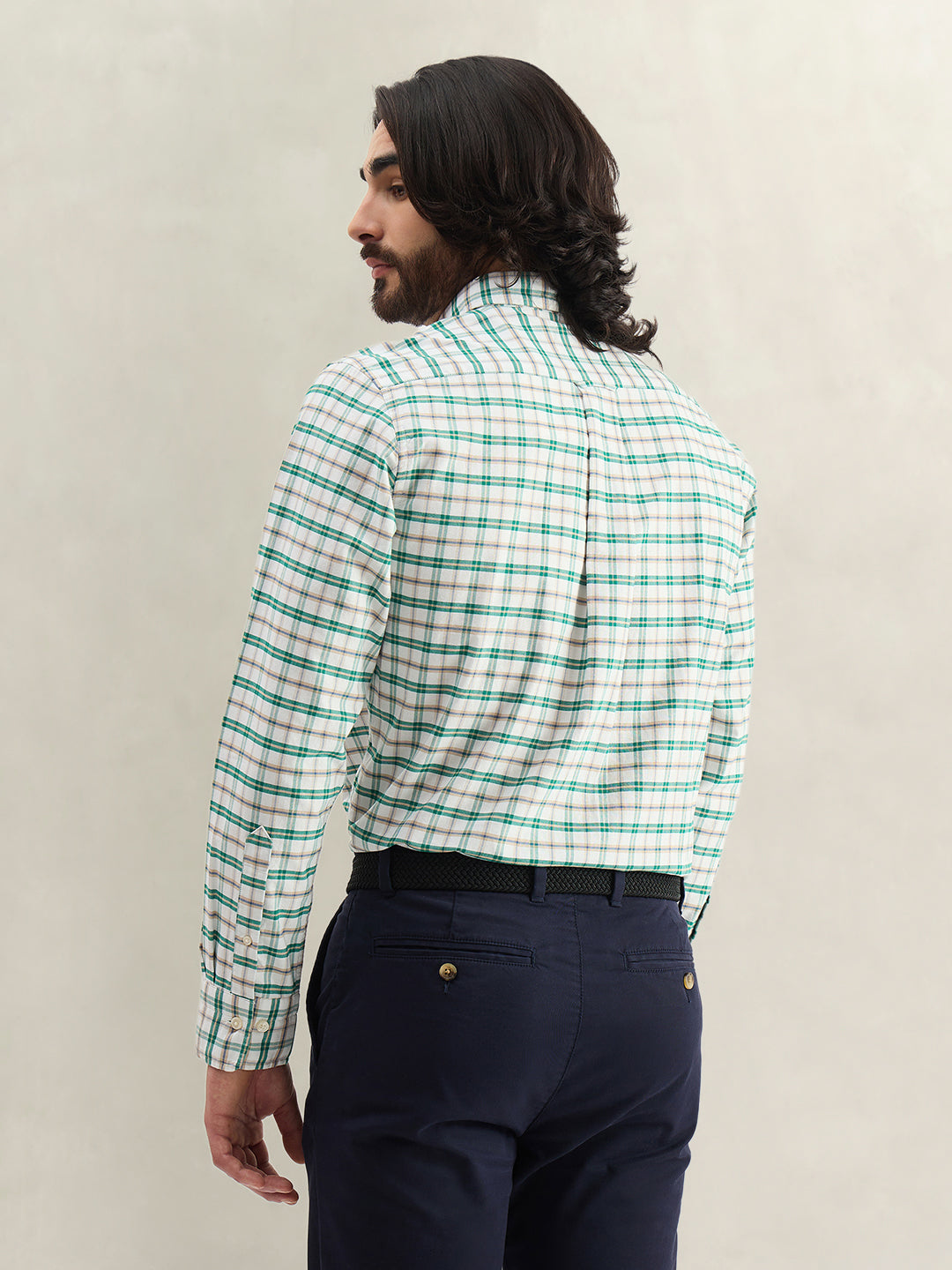 Gant Men Green Checked Regular Fit Oxford Check Shirt