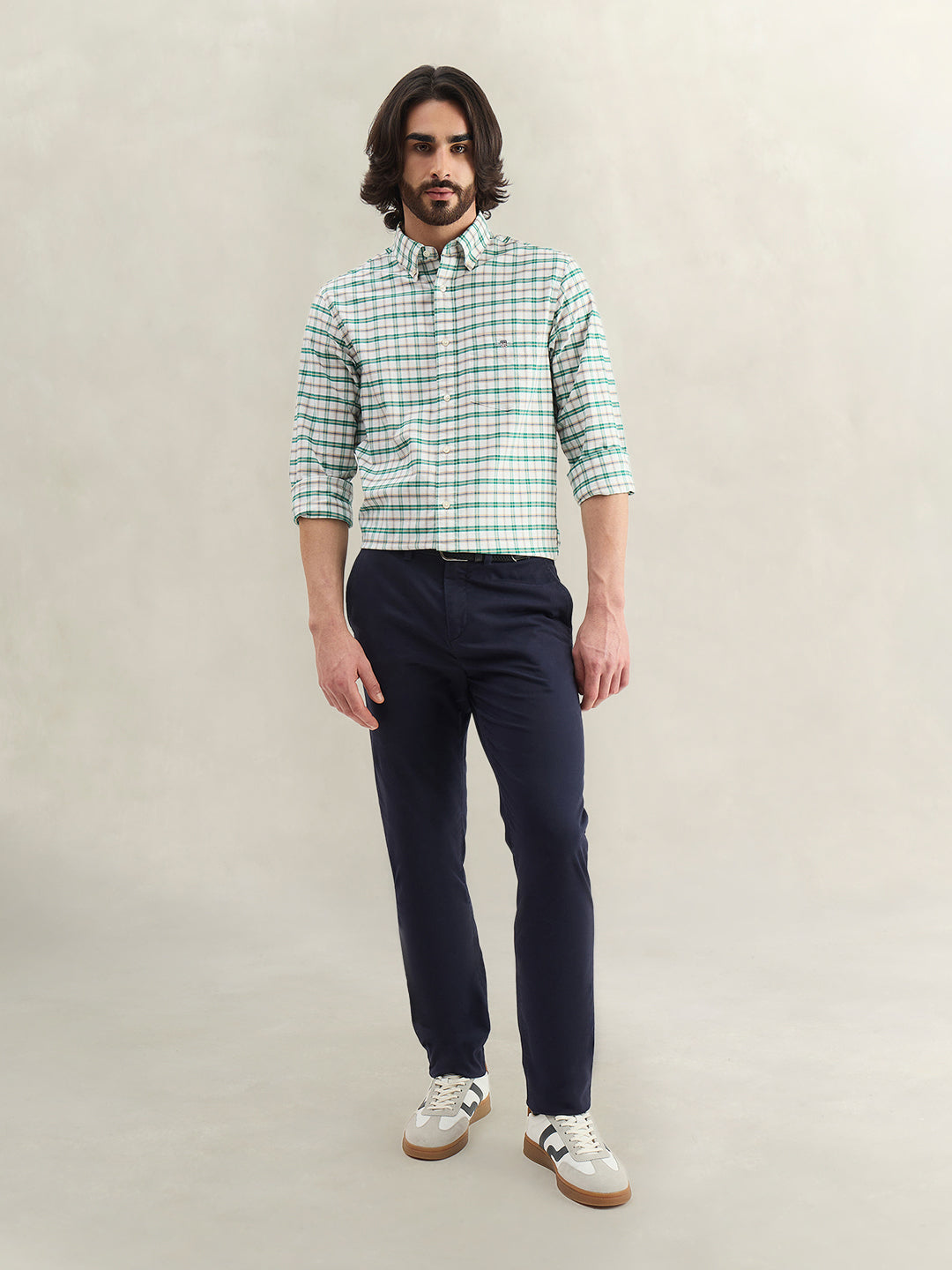 Gant Men Green Checked Regular Fit Oxford Check Shirt